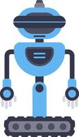 Modern blue robot with tank tracks moving forward, featuring a futuristic design and advanced technology, ideal for projects related to automation, artificial intelligence, and robotics vector