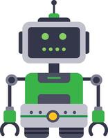 Green and grey friendly robot standing still and showing its mechanical arms, isolated on white background, ideal for technology, innovation and automation related concepts vector