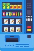 Vending machine offering various snacks and drinks including juice boxes, chips, hot dogs, and sandwiches, providing a convenient self service option for quick meals and refreshments vector