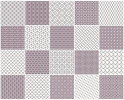 Collection of seamless ornamental patterns. Plum oriental delicate backgrounds. Geometric tile mosaic design. Grid texture - decorative outline prints vector