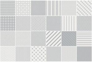 Collection of minimalistic seamless patterns. Neutral textile prints. Repeatable unusual simple gray backgrounds. Dash line endless textures vector