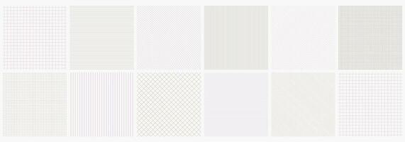 Collection of seamless striped paper textures. Geometric repeatable grid simple patterns. Delicate color line prints. Minimalistic backgrounds vector