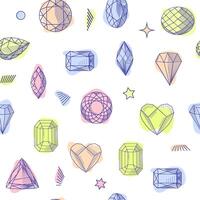 Gemstone crystal seamless pattern vector