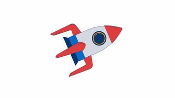 Rocket ship in motion 2D object doodle animation. Space exploration, startup growth cartoon 4K drawing. Business innovation. Rocketship launch animated flat element isolated on white background video