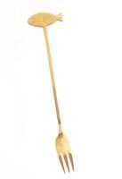 Golden fish-shaped fork with a unique and elegant design,ideal for seafood dining or decorative tableware collections photo