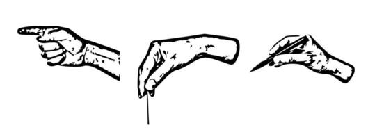 Line art set featuring different hand gestures vector