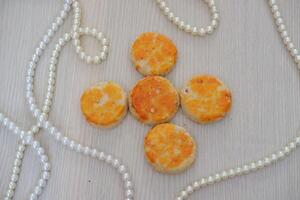 peanut cookies on a wooden background photo