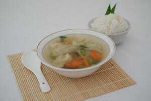 rice with soup carrots and cabbage photo