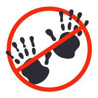 hand crossed out in red circle. vector