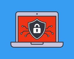 cyber defense shield and lock icon. vector
