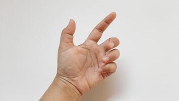 A woman hand concept showing gesture emotion isolated on white background photo