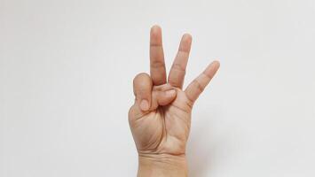 Human hand gesture expression number. Isolated on white background photo