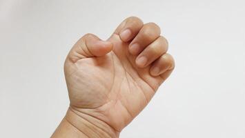 Human hand gesture emotion concept isolated on white background photo