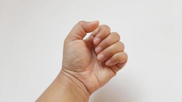 Human fist gesture concept isolated on white background photo