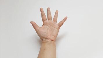 Human hand expression sign isolated on white background photo