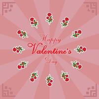 Valentine's Day Card with Three Red Roses make circle frame and corner frame, Text Design, and Decorative Red Background vector