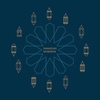 Elegant Ramadan Mubarak Background with Lanterns and Islamic Geometric Pattern vector