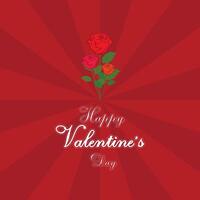 Valentine's Day Card with Three Red Roses, Text Design, and Decorative Red Background vector