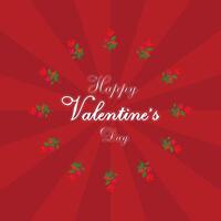 Valentine's Day Card with Three Red Roses make frame, Text Design, and Decorative Red Background vector