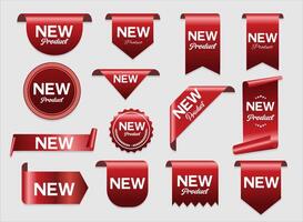 Web design element, sale promotion, price tags, new goods red banners stock illustration vector