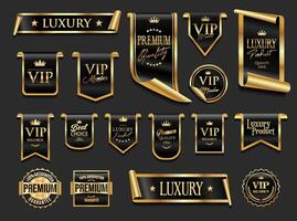 VIP and premium emblem black and gold isolated on gray background with text premium quality, luxury, VIP etc vector