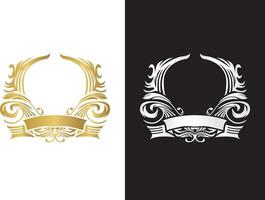 Design with luxury vintage frames and ribbons with decorative elements vector