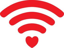 Red heart wifi, line display illustration, icon vector
