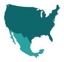 Map of US and Mexico border in color vector
