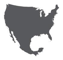 USA and Mexico map. Map of US and Mexico connected border in grey color vector