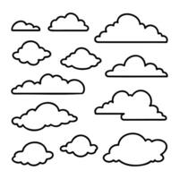 Hand draw the cloud collection. Line style illustration vector