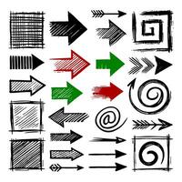 Collection of doodle boxes, circles and arrows and other supporting elements manually drawn on a white background vector