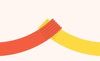 Illustration holding hand unique design cartoon abstract vector