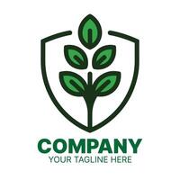 Eco-Friendly Company Logo with Shield and Leaves vector