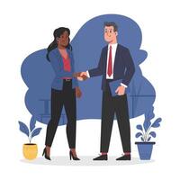 Diverse Business Professionals Exchanging a Friendly Handshake vector