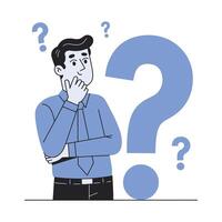 Thoughtful Businessman Pondering a Question vector