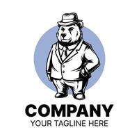 Stylish Bear in a Suit A Unique Logo Design vector