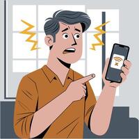 Frustrated Man With No Wi-Fi Connection vector