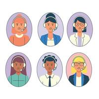 Diverse Customer Support Agents Ready to Assist vector