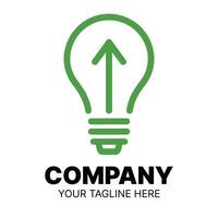 Modern Green Lightbulb Logo with Upward Arrow Representing Growth vector