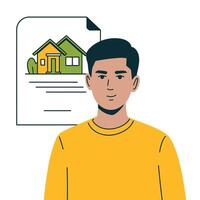 Man Reviews a House Purchase Document vector
