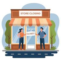 Store Closing Sign Displayed on a Small Business vector