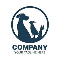 Elegant Pet Care Company Logo Featuring Dog, Bird, and Cat Silhouettes vector