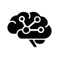 Modern brain icon with interconnected nodes, representing AI and neural networks. vector