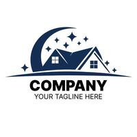 Clean Home Logo Design Featuring a House and Stars vector