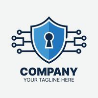 Secure Technology Logo with Shield and Circuitry vector