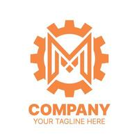 Modern Orange Gear Logo with Initial M vector