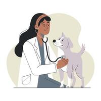 Friendly Veterinarian Examining a Dog vector
