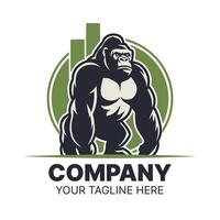 Powerful Gorilla Logo with Growth Chart Background for a Company vector