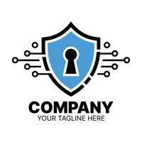 Modern Security Shield Logo with Digital Connections vector