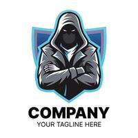 Stylish Logo Design of a Mysterious Figure in a Hood vector